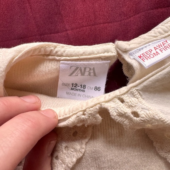 Zara Baby Crochet Collared Sweater Cream 12-18m - Picture 6 of 6